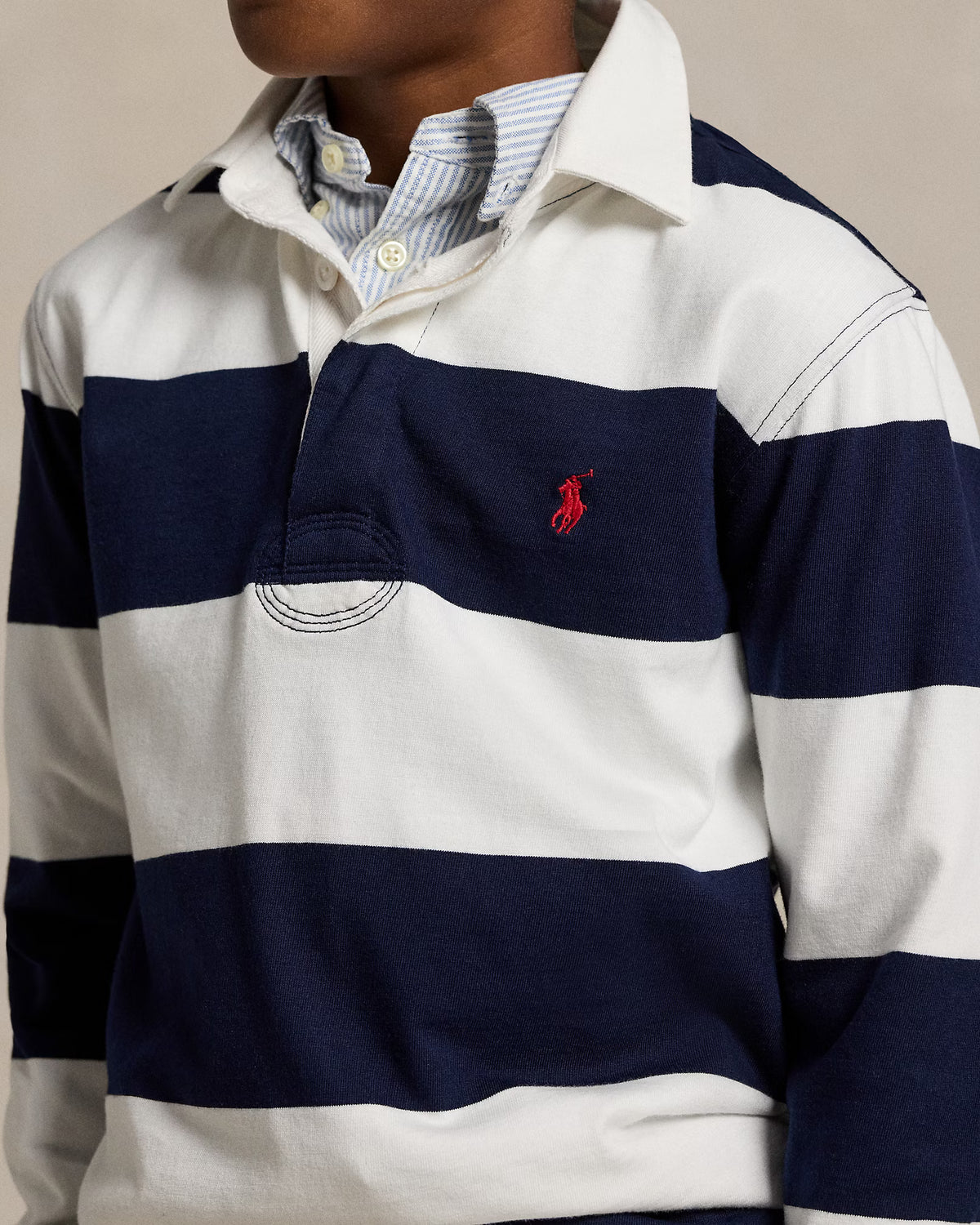 BLUE STRIPED COTTON RUGBY SHIRT