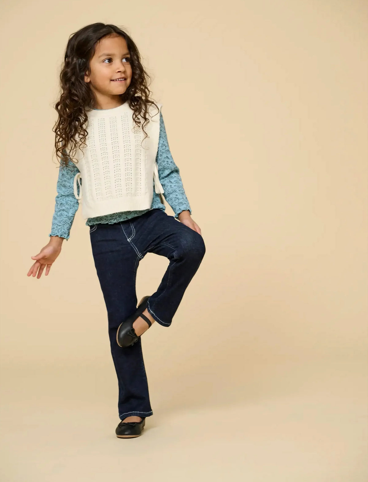 KMGBLUSH FLARED FLOWER DENIM