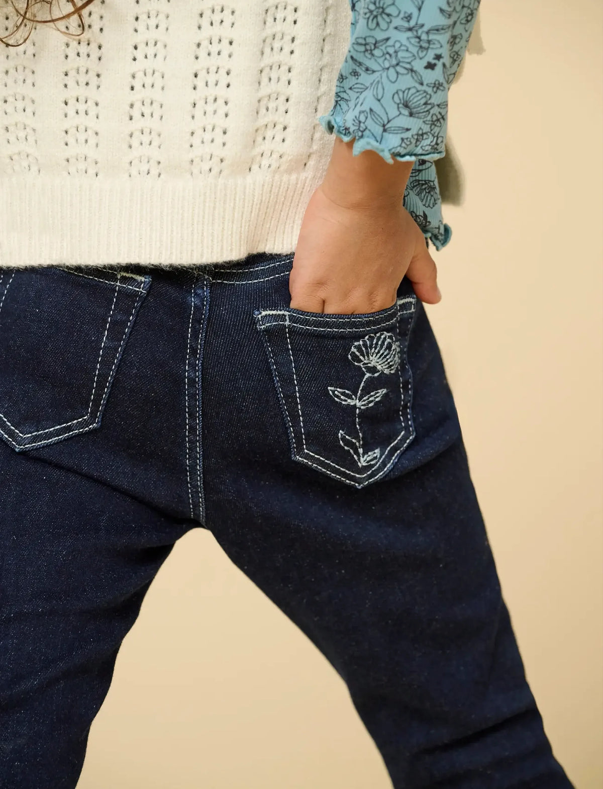KMGBLUSH FLARED FLOWER DENIM