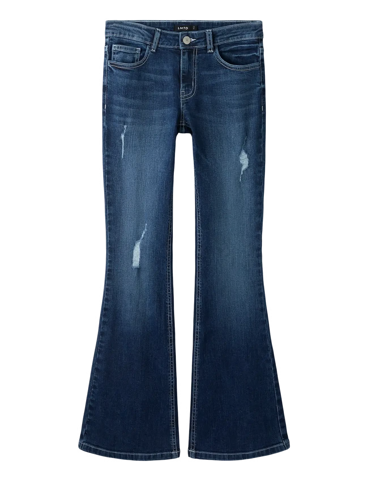 LMTD NLFBLIBLING JEANS FLAP POCKET FLARE DARK BLUE/DISTRESSED