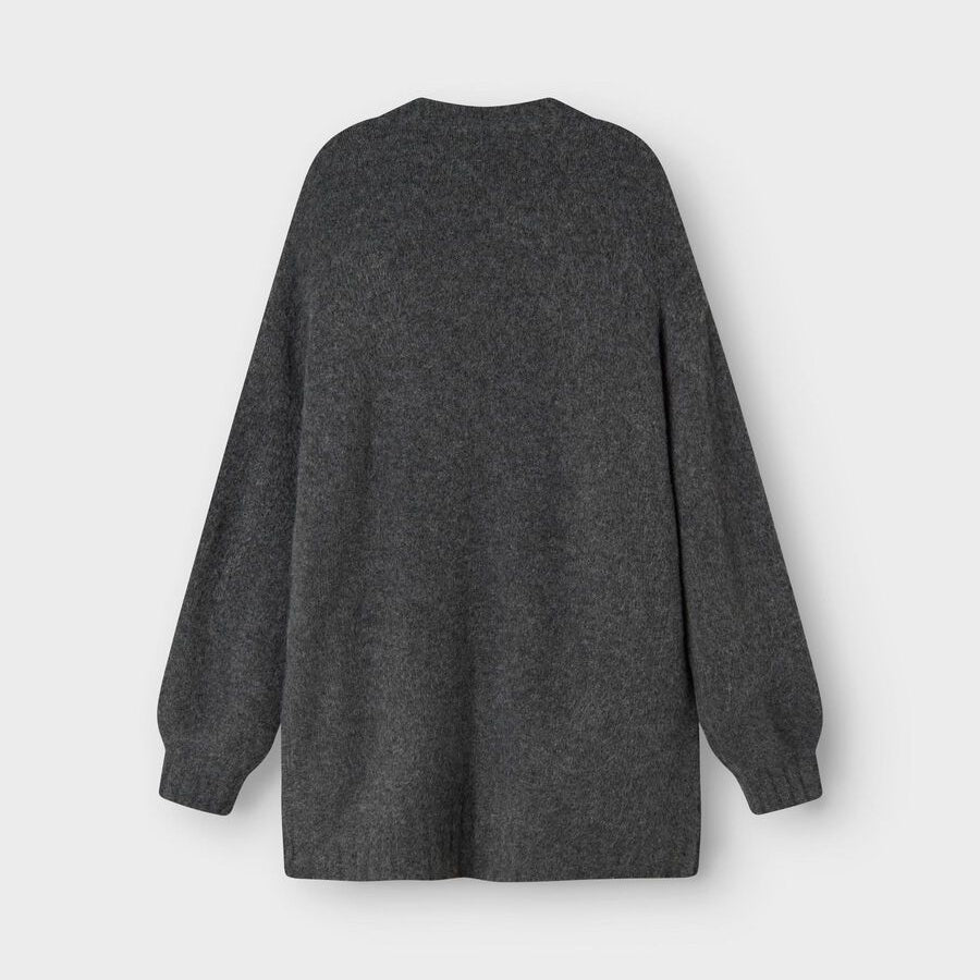 Dark gray sweater on a light gray background