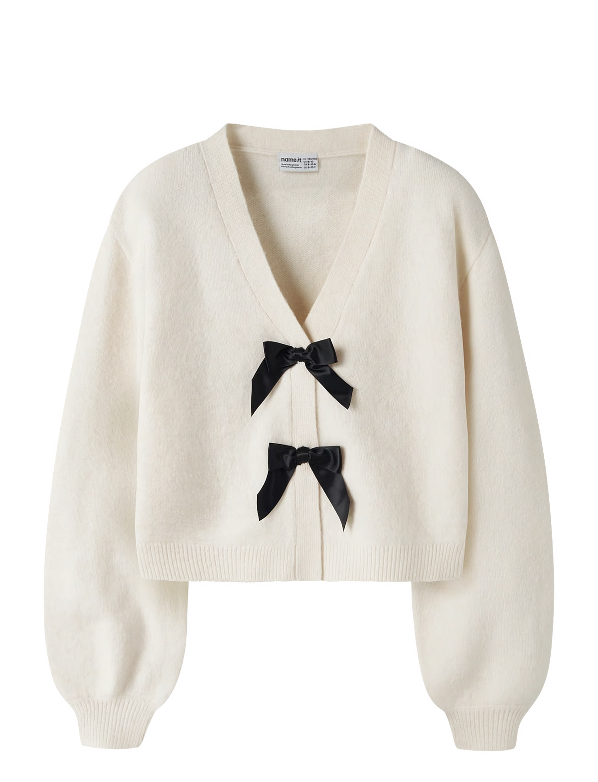 NAME IT NKFRINA CARDIGAN WHITE BLACK BOW