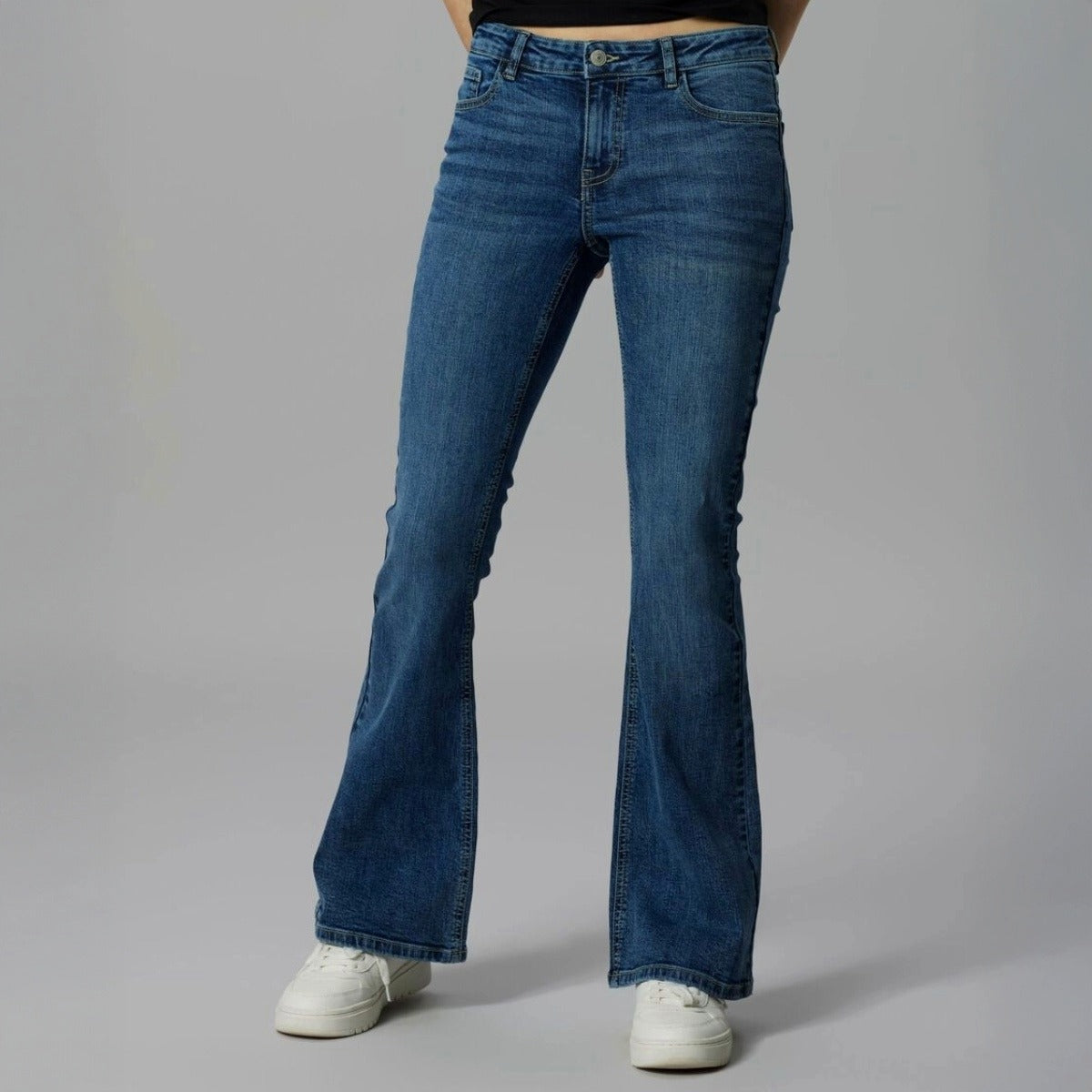 NLFBLI LOW WAIST FLARED JEANS - MÖRKBLÅ