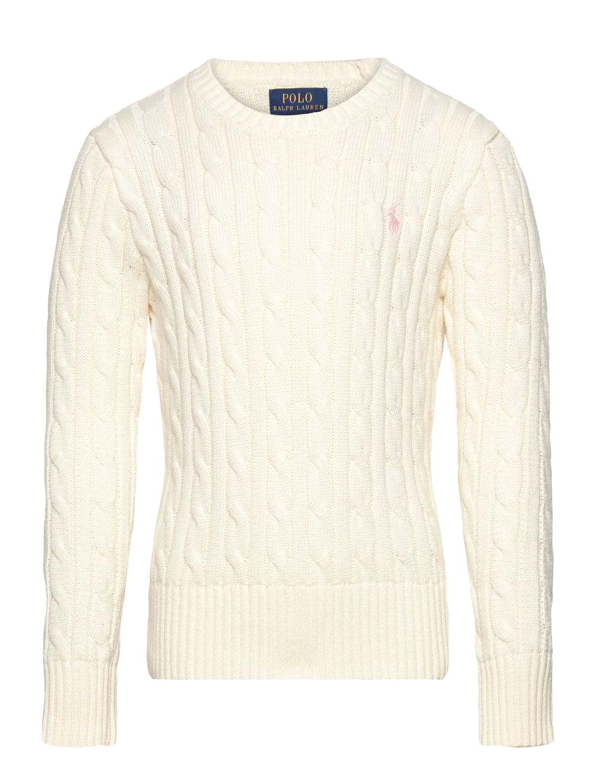 POLO CABLE KNIT COTTON SWEATER WARM WHITE