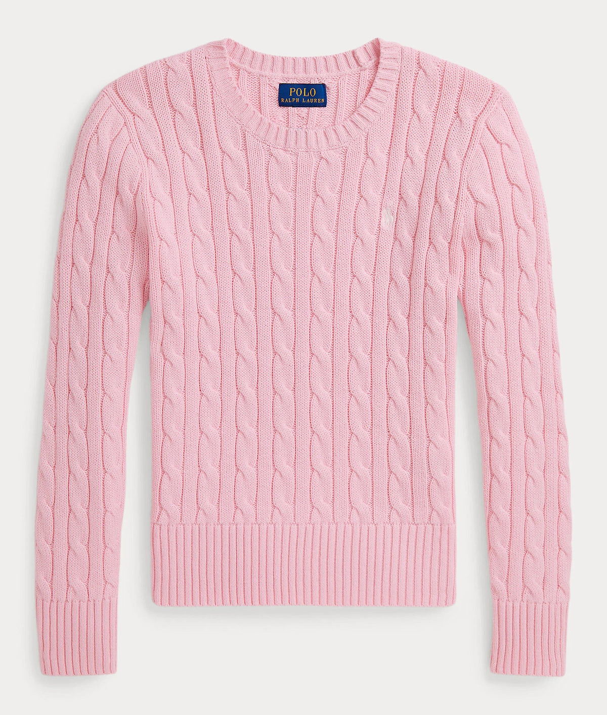 POLO CABLE KNIT COTTON SWEATER PINK