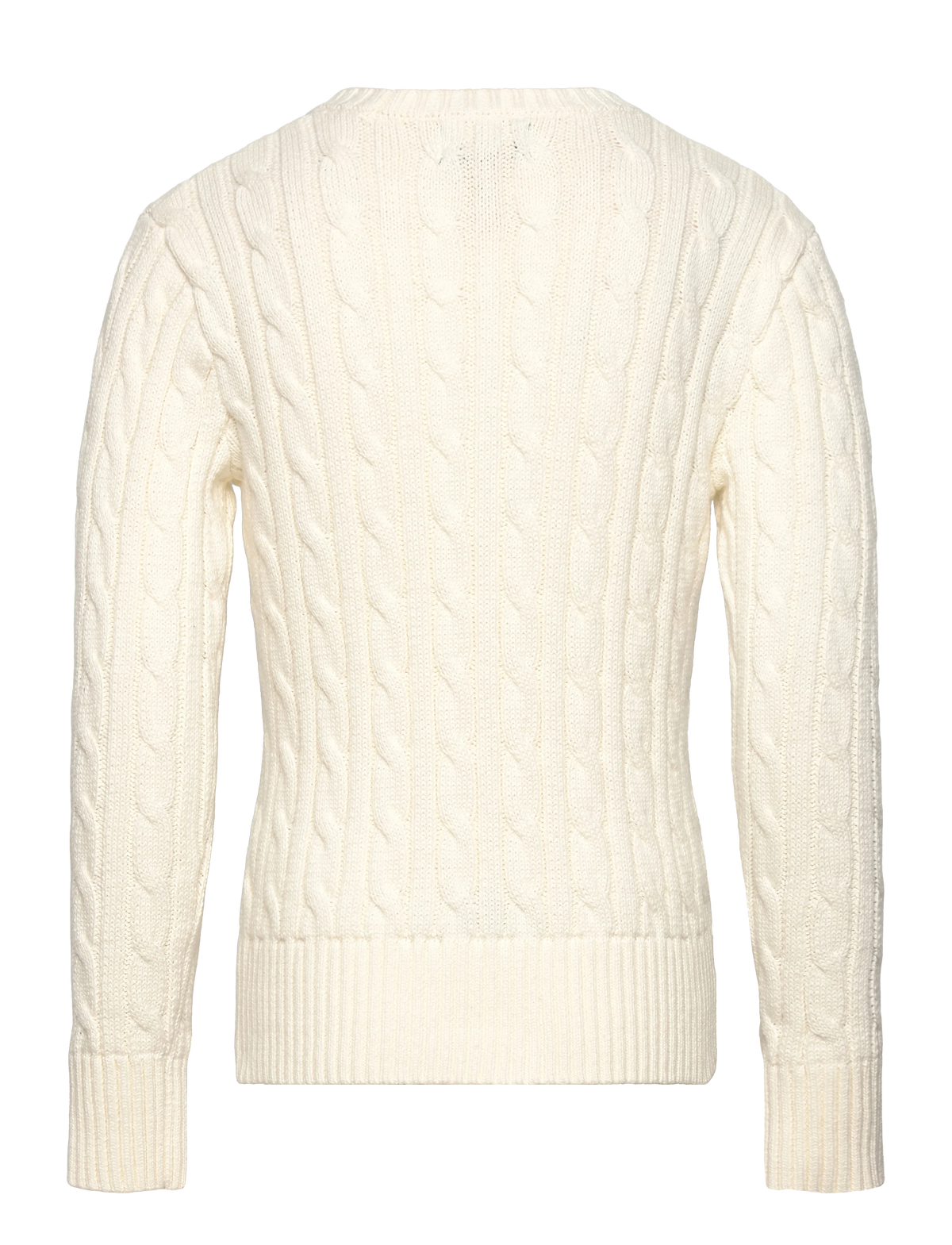 POLO CABLE KNIT COTTON SWEATER WARM WHITE