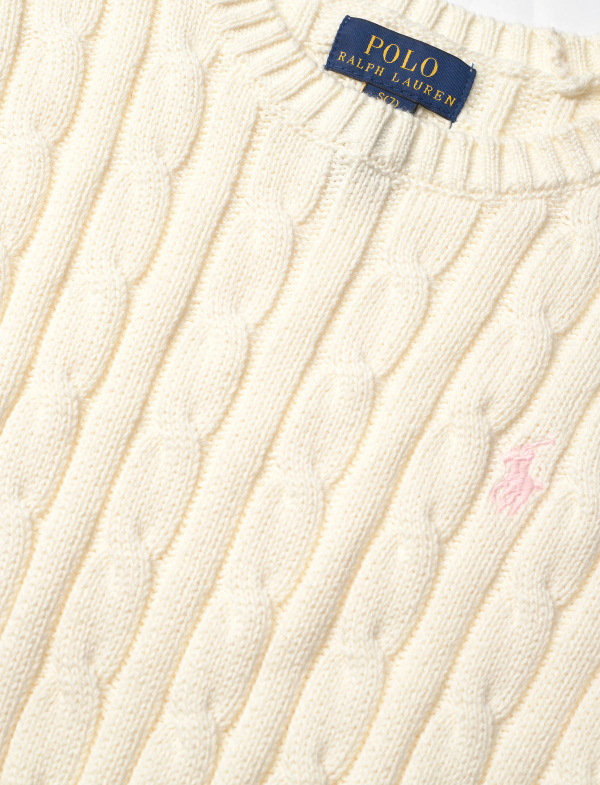 POLO CABLE KNIT COTTON SWEATER WARM WHITE