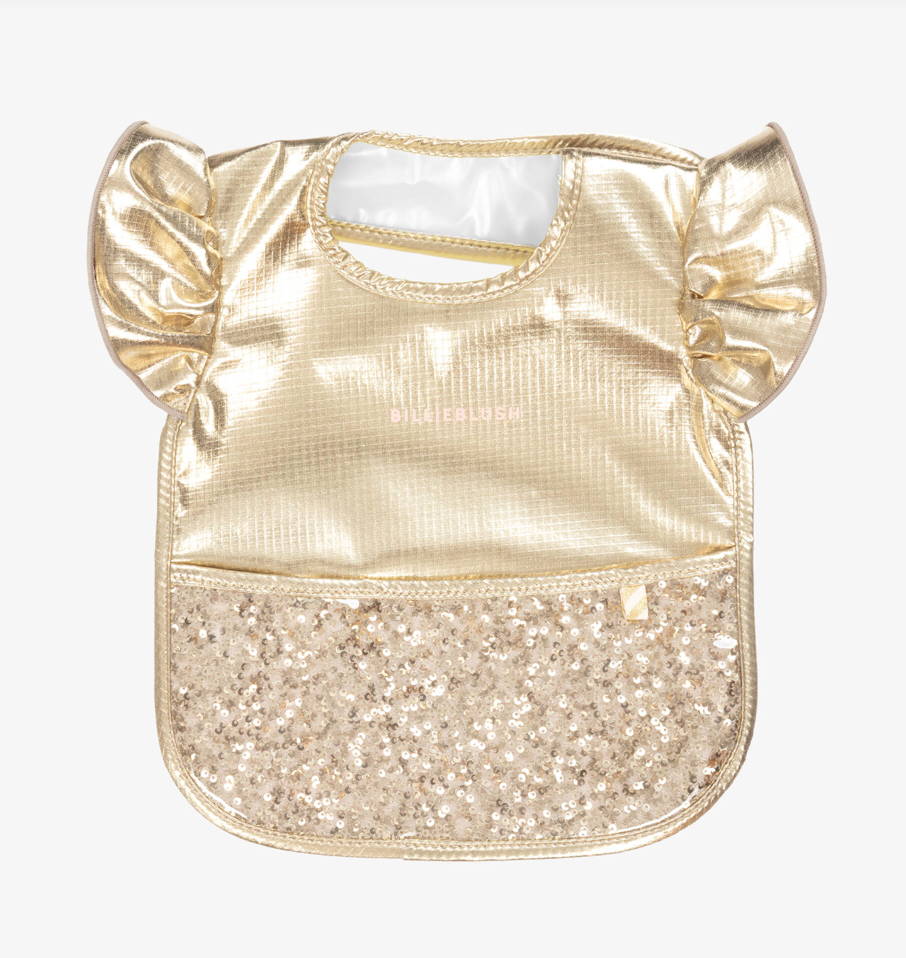 Hakklapp i guld med paljetter