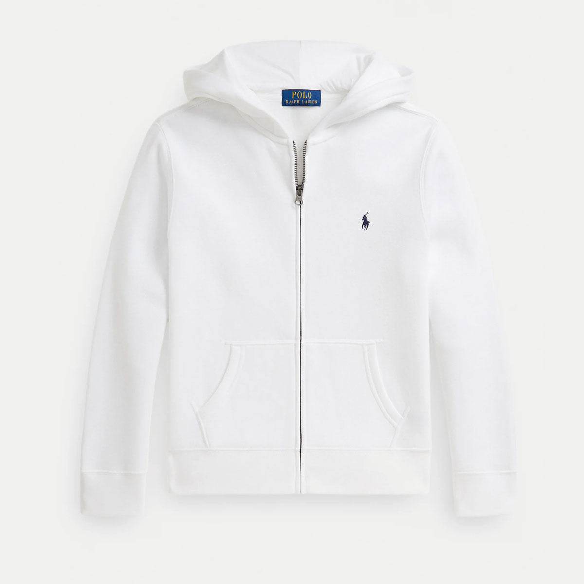 FULL ZIP FLEECE HOODIE WHITE