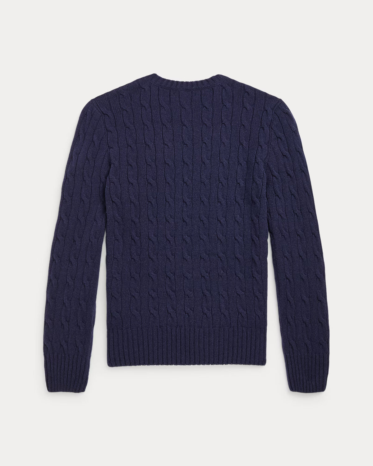 POLO CABLE KNIT WOOL CASHMERE HUNTER NAVY