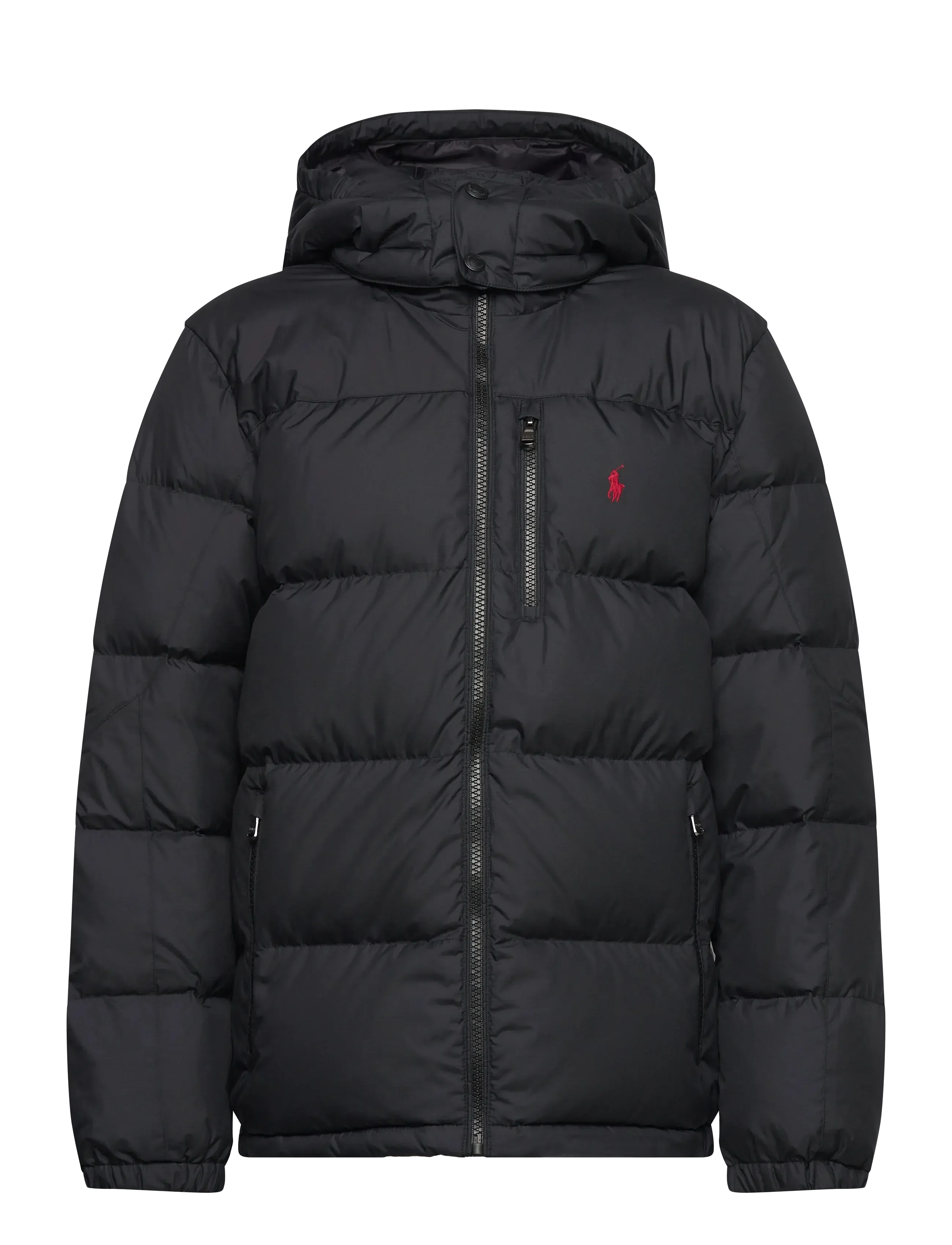 RIPSTOP DOWN HOODED JACKET BLACK