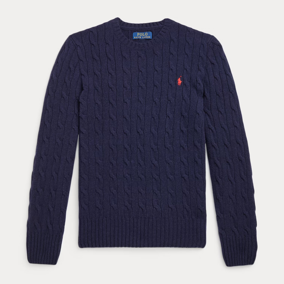 POLO CABLE KNIT WOOL CASHMERE HUNTER NAVY