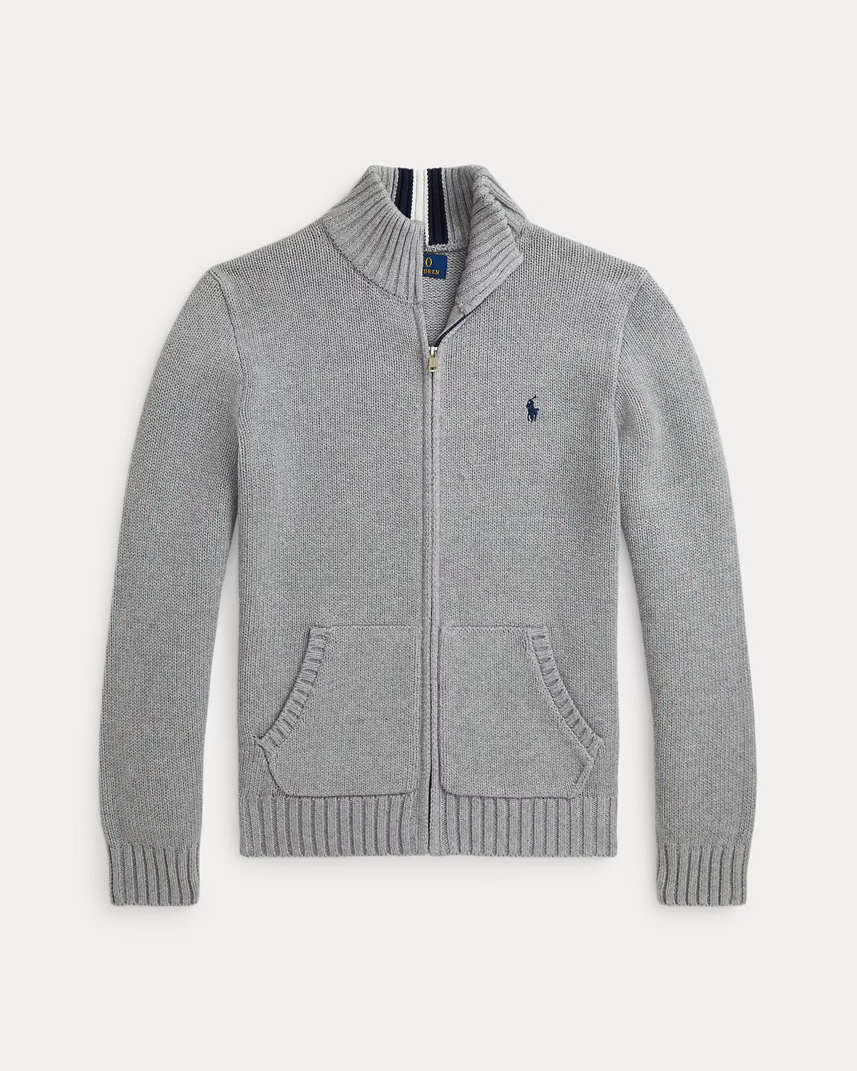 RL LS FULL ZIP MOCK SWEATER