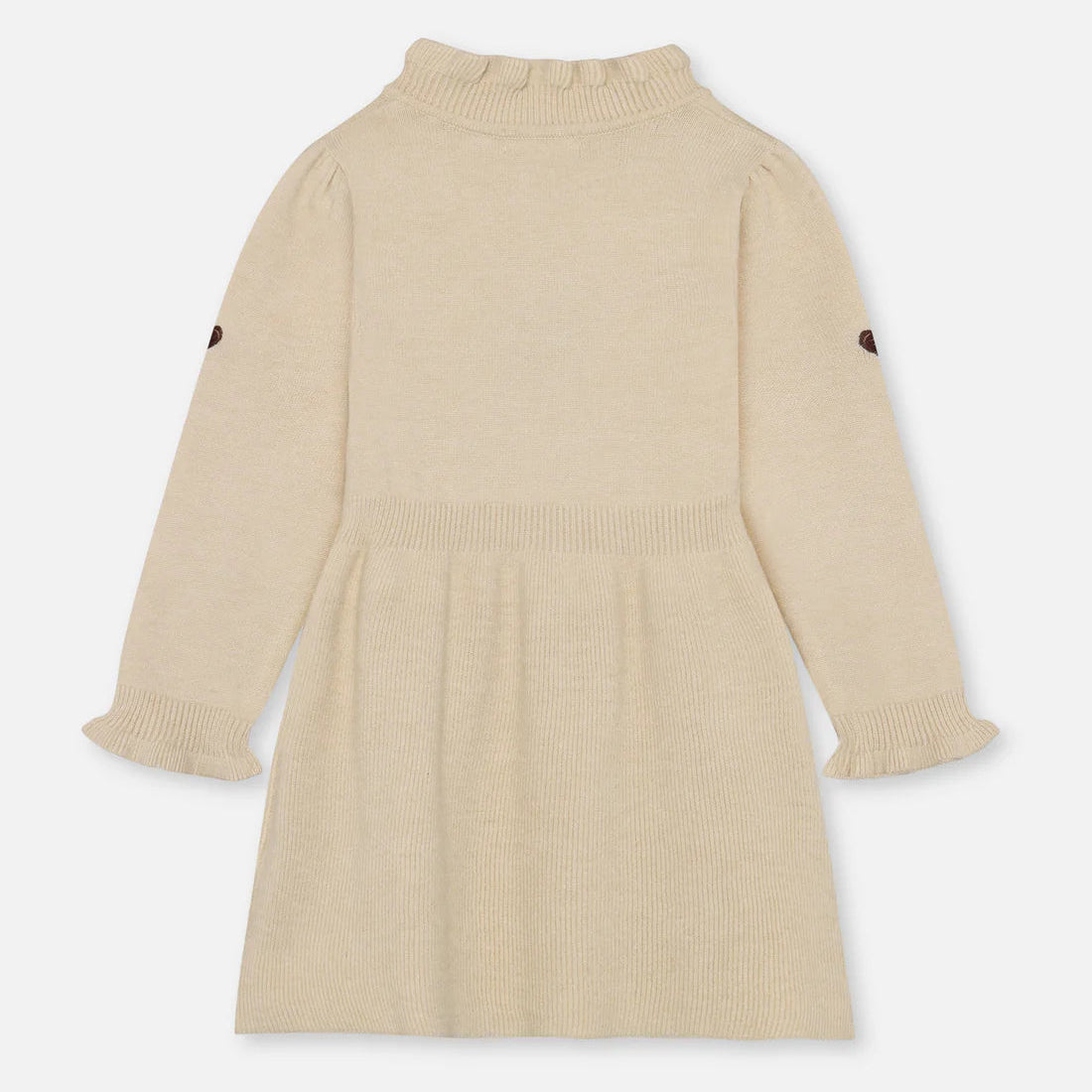 Beige dress with long sleeves on a white background