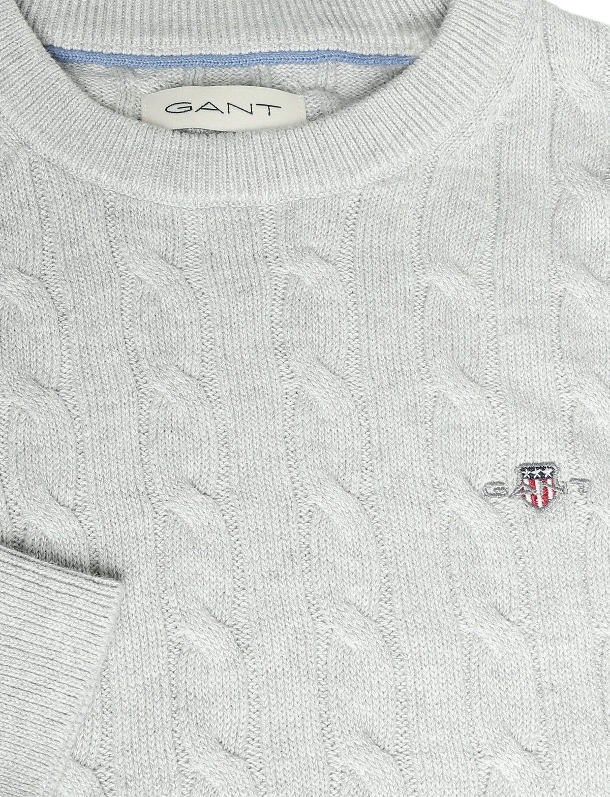 GANT COTTON CABLE SHIELD CREW GREY