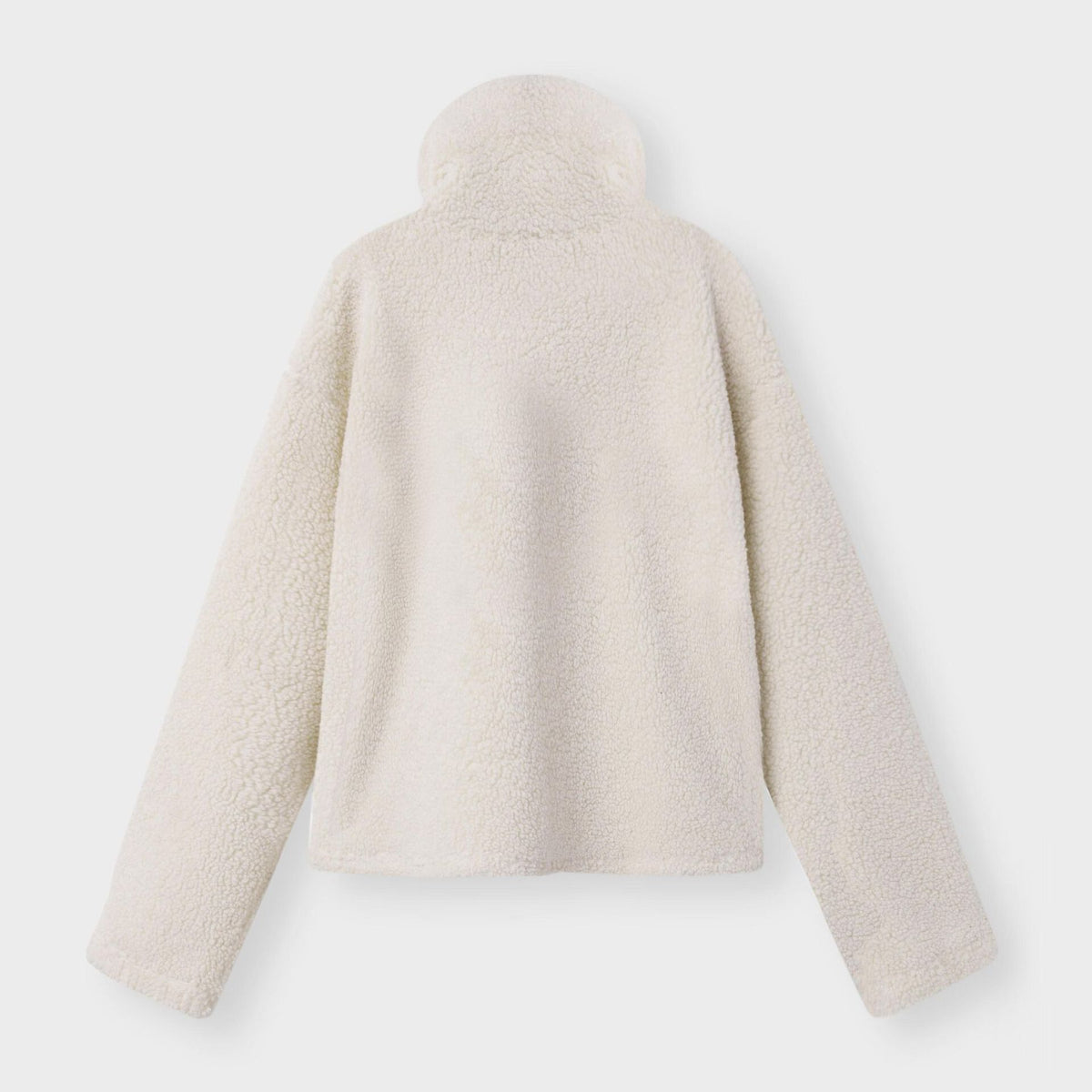 Beige fleece jacket on a white background