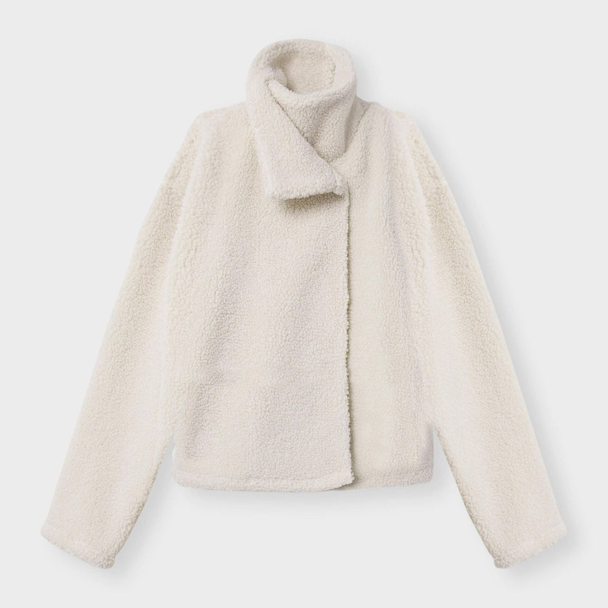Beige fleece jacket on a white background