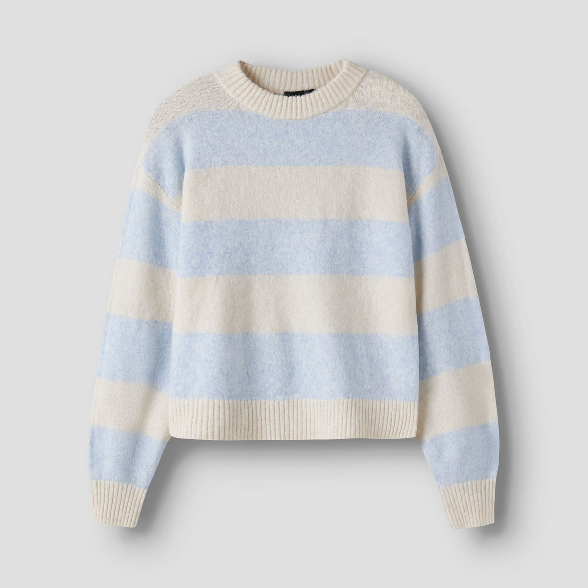 LMTD NLFBYNTHE STRIPE LS SHORT KNIT BLUE