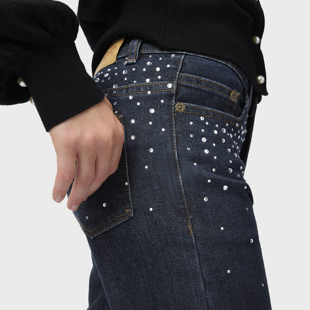 MOLO ASTA RHINESTONE DENIM PANTS