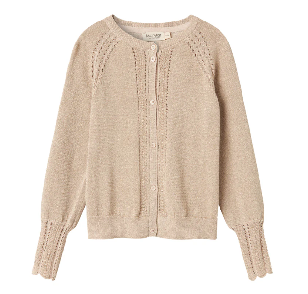 guld/beige kofta med fina detaljer mot vit bakgrund