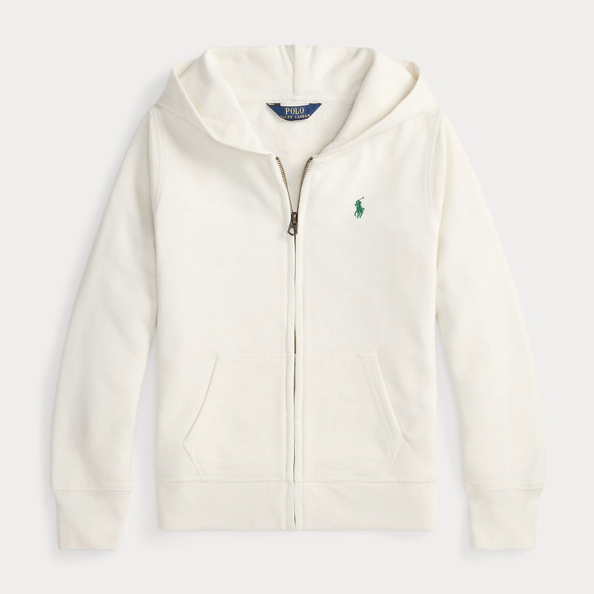COTTON FLEECE FULL ZIP HOODIE - OFF WHITE