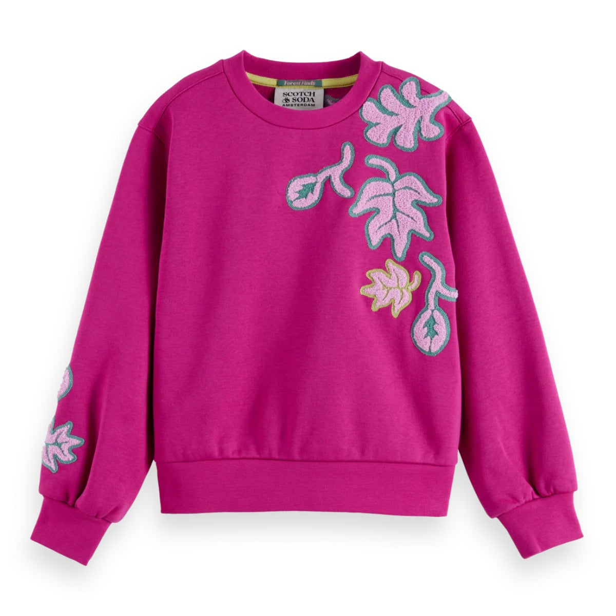 RELAXED-FIT EMBROIDERED SWEATSHIRT - fuchsia