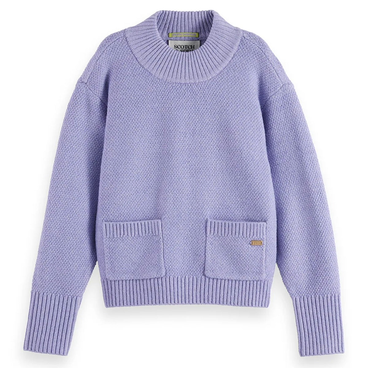 Stickad Tröja - MOCK NECK - syrenlila