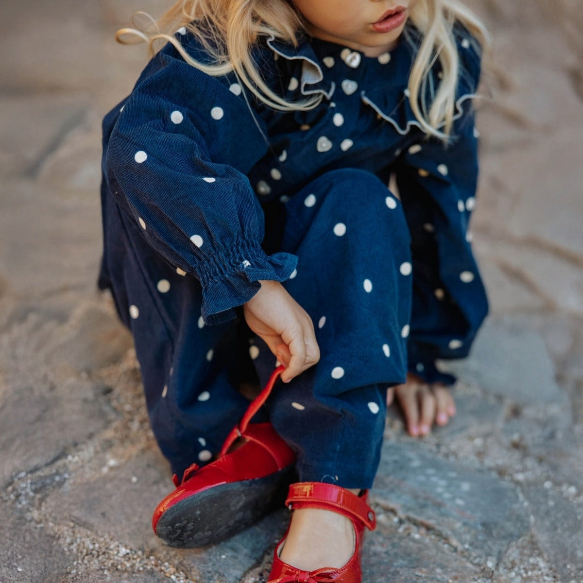 DOLLY DOT BLOUSE - navy