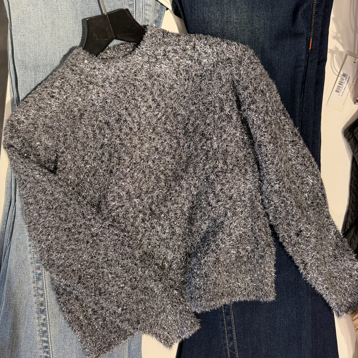 Glittrig stickad tröja - KOGPIUMO GLITTER L/S O-NECK