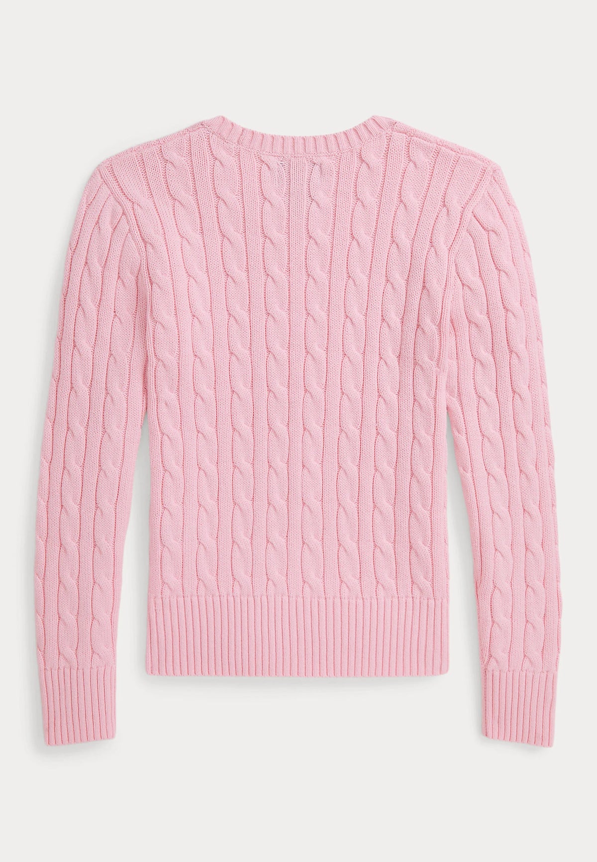 POLO CABLE KNIT COTTON SWEATER PINK