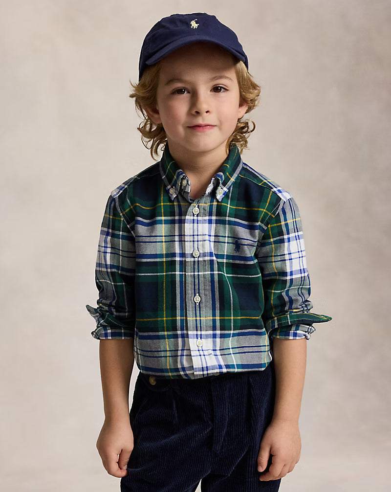 POLO PLAID SHIRT WHITE GREEN MULTI