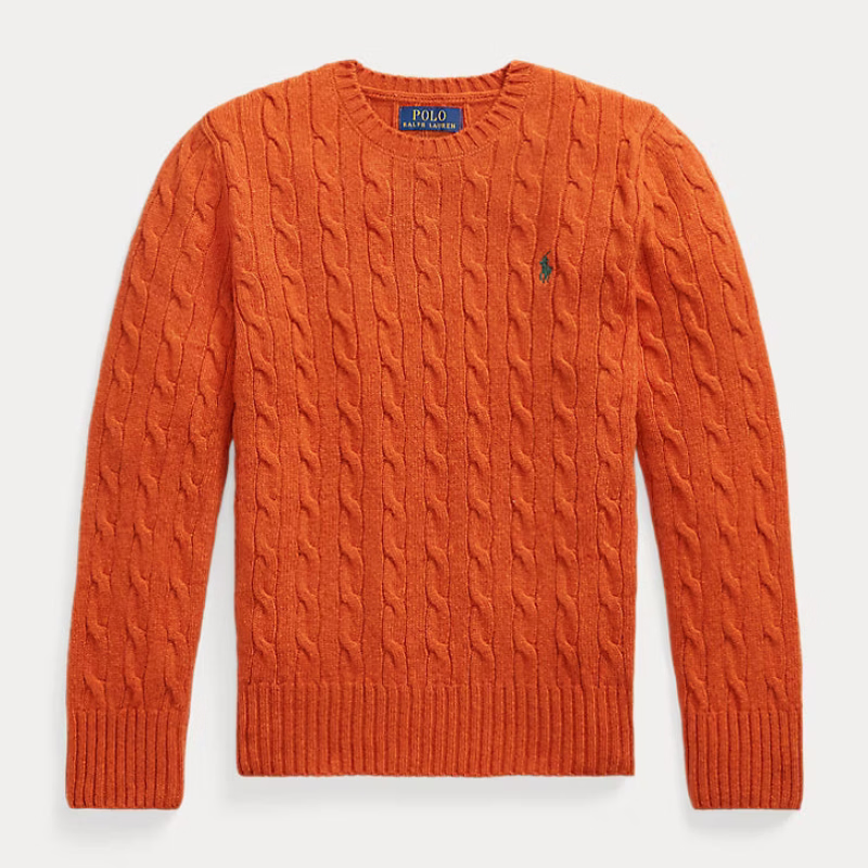 POLO CABLE KNIT DARK JAFFA ORANGE