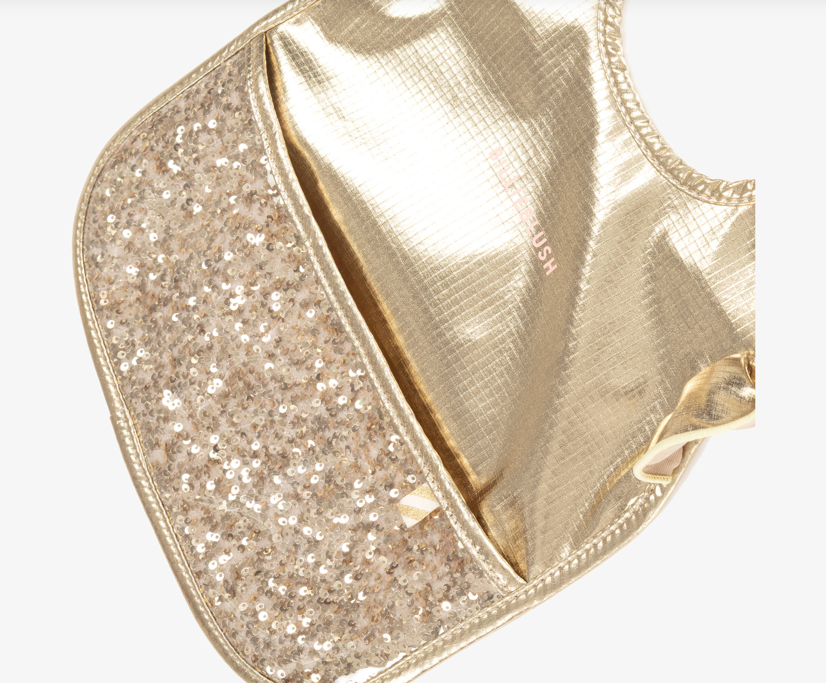 Hakklapp i guld med paljetter