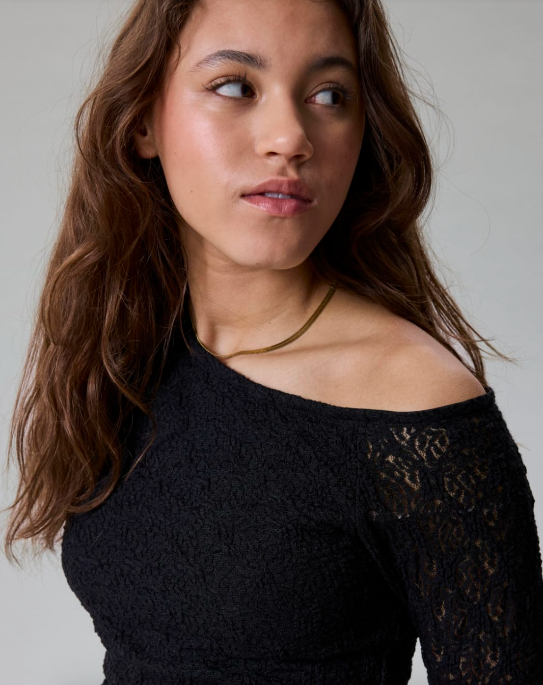 LMTD NLFROSANI LACE LS TOP BLACK
