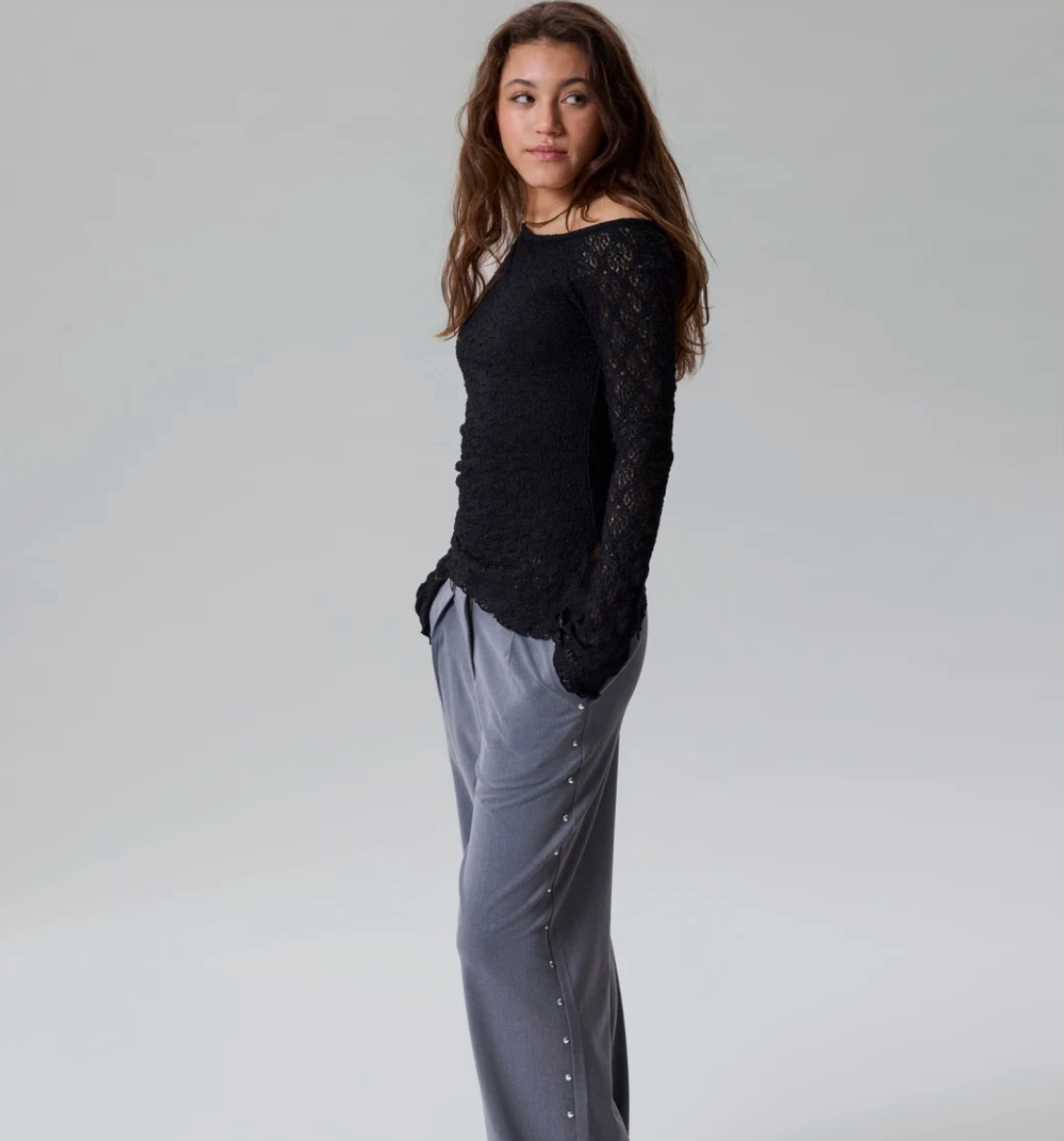 LMTD NLFROSANI LACE LS TOP BLACK