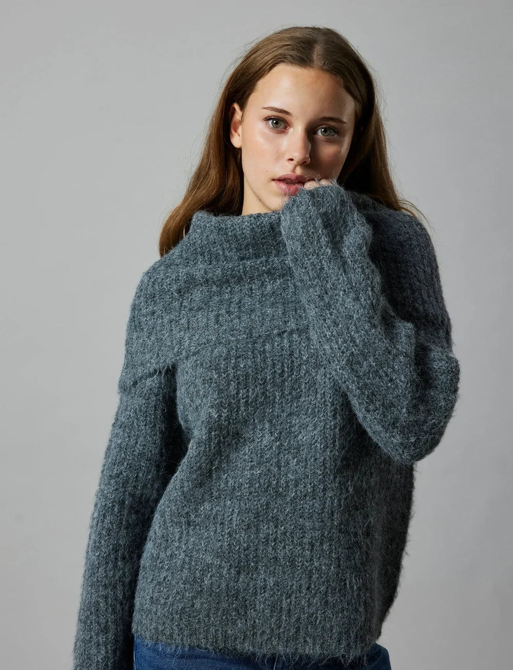 NLFNULO LS SHORT FOLD DOWN KNIT