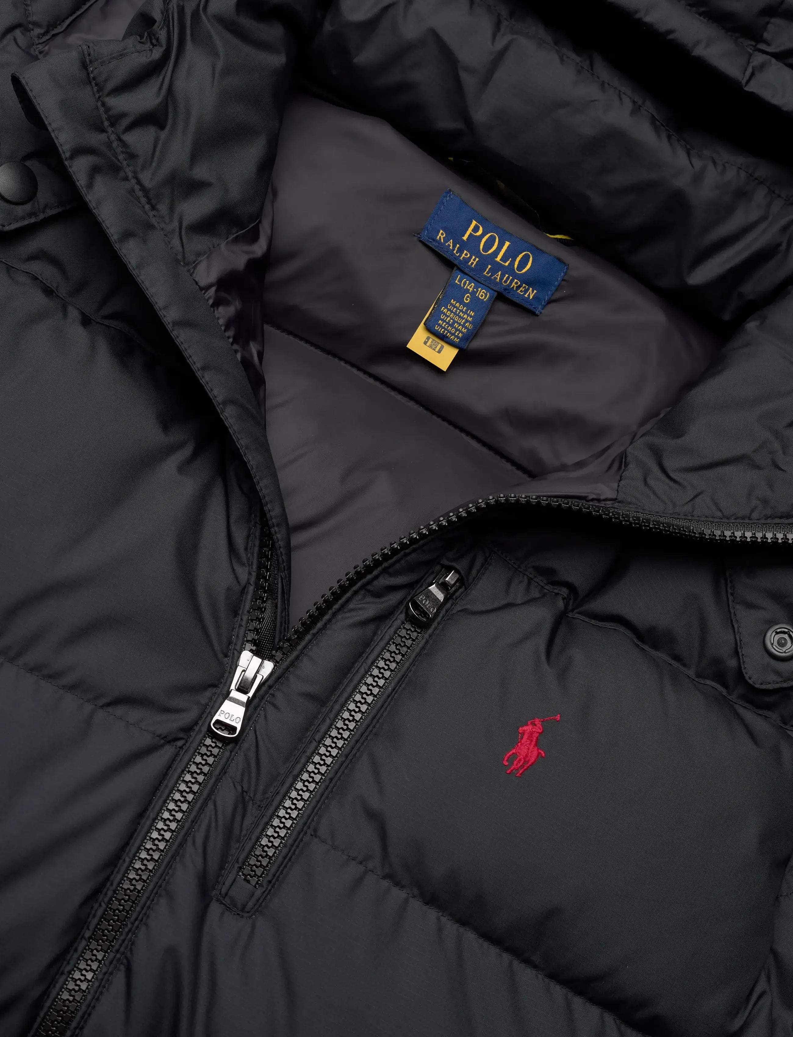 RIPSTOP DOWN HOODED JACKET BLACK