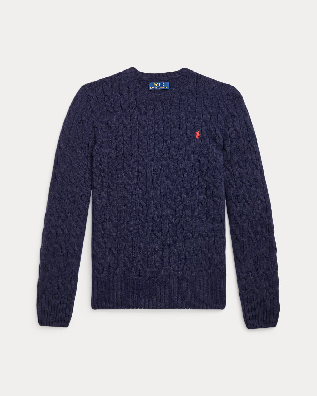 POLO CABLE KNIT WOOL CASHMERE HUNTER NAVY