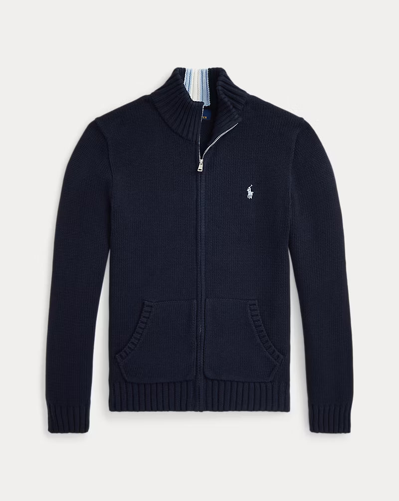 RL LS FULL ZIP MOCK SWEATER